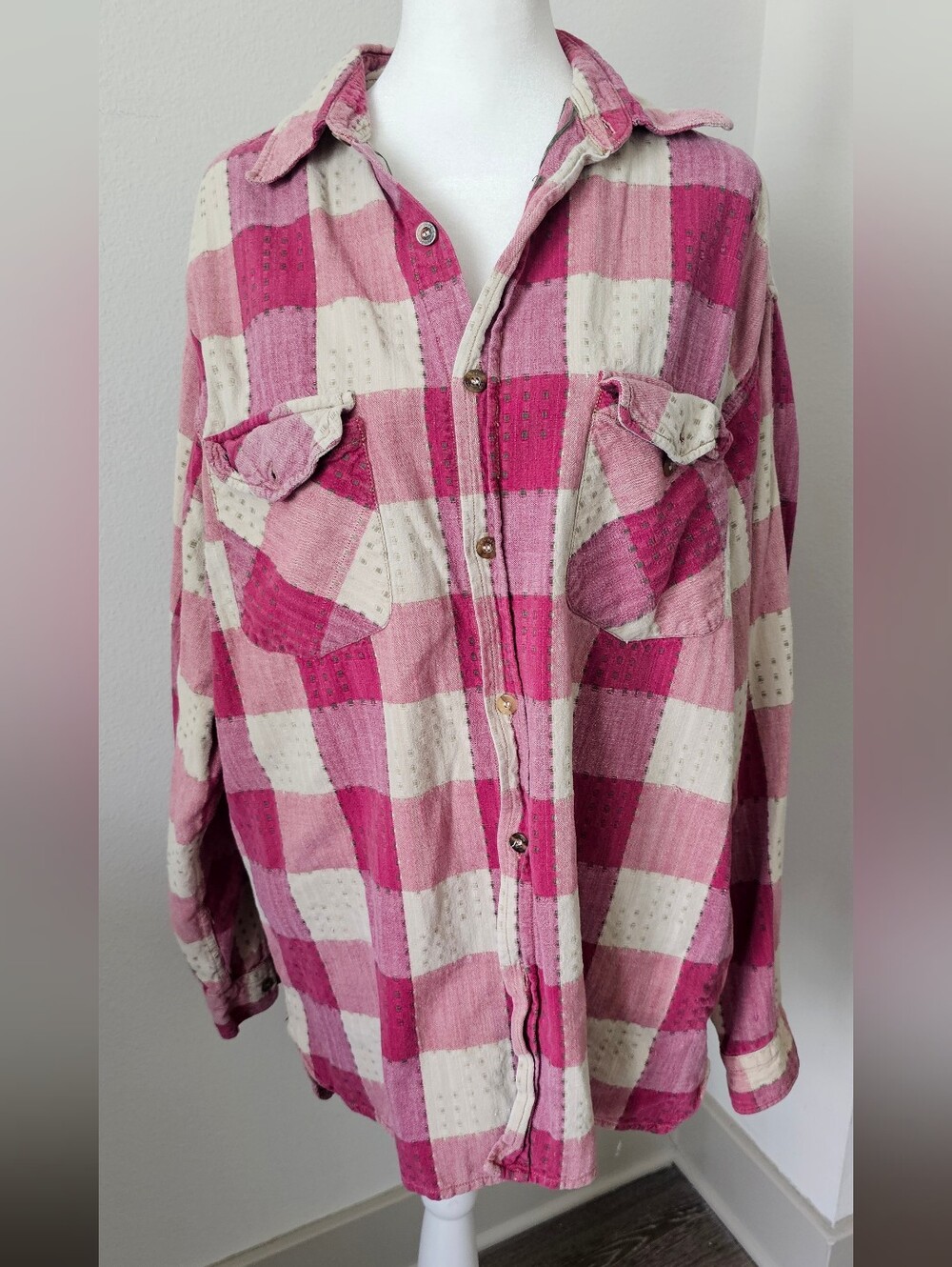Pepe Jeans London Y2K Vintage Pink 100% Cotton Long Sleeve Flannel Large